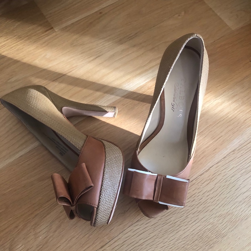 NWT Leather peep-toe high heels